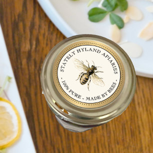 Sticker Rond Couleur Apiary Bee Ivory Votre Nom Ici
