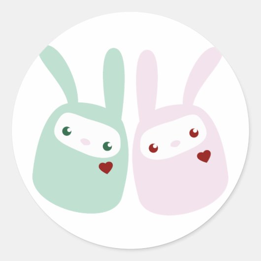Sticker Rond Couleur arc-en-ciel Bunnies (Devant)