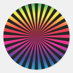 Sticker Rond Couleur arc-en-ciel super Sunburst