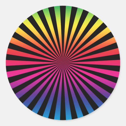 Sticker Rond Couleur arc-en-ciel super Sunburst (Devant)