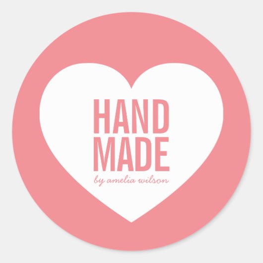 Sticker Rond Couleur Arrière - plan modifiable Coeur moderne fa (Devant)