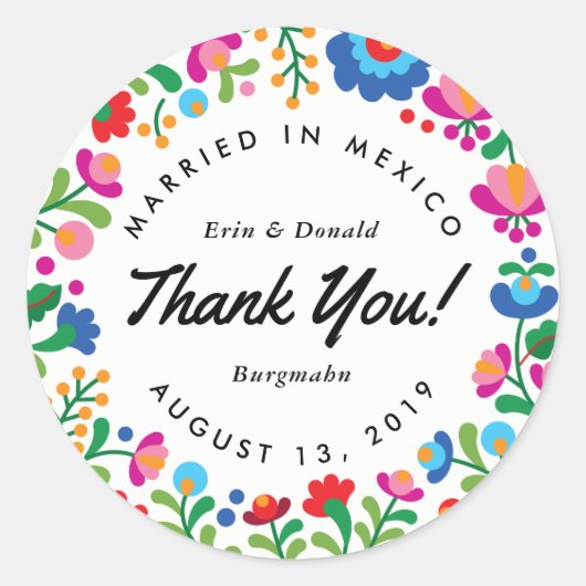 Sticker rond couleur broderie mexicaine (Devant)