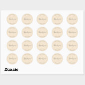 Sticker Rond Couleur Champagne Merci Mariage stylisé (Feuille)