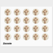 Sticker Rond Couleur crème Belle Croix Cristian (Feuille)