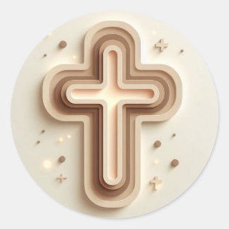 Sticker Rond Couleur crème Belle Croix Cristian