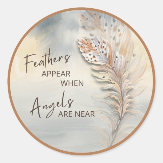 Sticker Rond Couleur d'aquarelle Inspiron Feather & Angel (Devant)