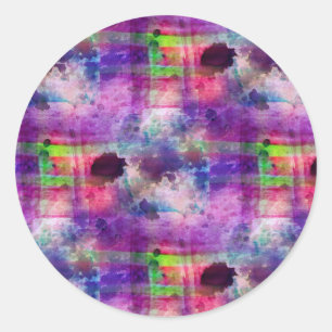 Sticker Rond Couleur d'aquarelle verte et violette