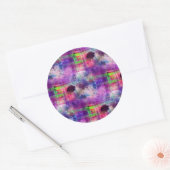 Sticker Rond Couleur d'aquarelle verte et violette (Enveloppe)
