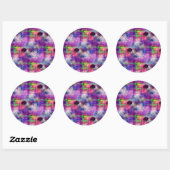 Sticker Rond Couleur d'aquarelle verte et violette (Feuille)