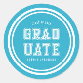 Sticker Rond Couleur de fond modifiable Diplômé Varsity (Devant)