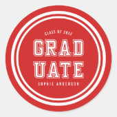 Sticker Rond Couleur de fond modifiable Diplômé Varsity (Devant)