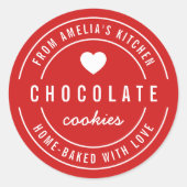 Sticker Rond Couleur de fond modifiable Faite maison avec amour (Devant)