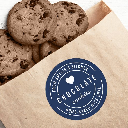 Sticker Rond Couleur de fond modifiable Faite maison avec amour