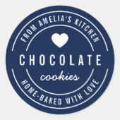 Sticker Rond Couleur de fond modifiable Faite maison avec amour (Devant)