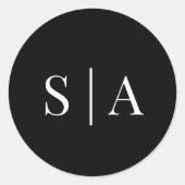 Sticker Rond Couleur de fond modifiable Monogramme de mariage C (Devant)