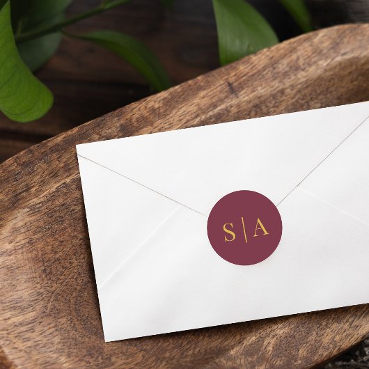 Sticker Rond Couleur de fond modifiable Monogramme de mariage C