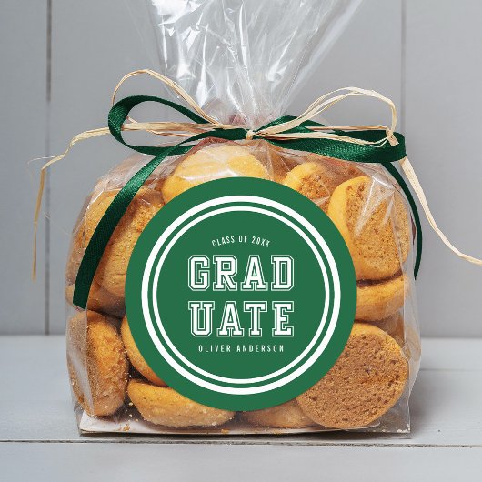 Sticker Rond Couleur de fond modifiable Varsity Graduate