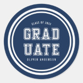 Sticker Rond Couleur de fond modifiable Varsity Graduate (Devant)
