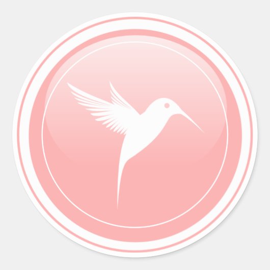 Sticker Rond Couleur de pêche brillante - Oiseau de chasse blan (Devant)