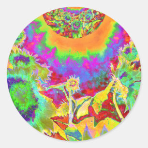 Sticker Rond Couleur d'eau abstraite de tournesol bleu