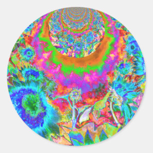 Sticker Rond Couleur d'eau abstraite de tournesol bleu