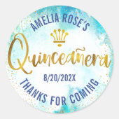 Sticker Rond Couleur d'eau bleu turquoise Quinceañera (Devant)