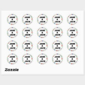 Sticker Rond Couleur d'eau Boho fleur sauvage (Feuille)