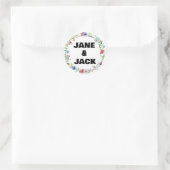 Sticker Rond Couleur d'eau Boho fleur sauvage (Sac)