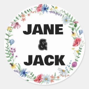 Sticker Rond Couleur d'eau Boho fleur sauvage