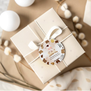 Sticker Rond Couleur d'eau de la Vache mignonne Merci d'anniver