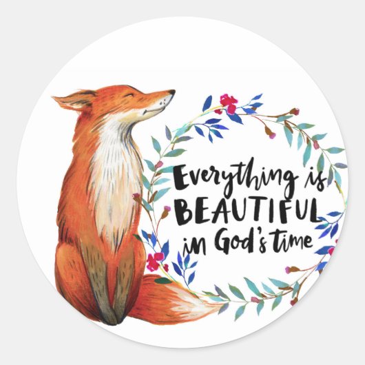 Sticker Rond Couleur d'eau du temps de Dieu Fox (Devant)
