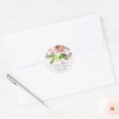 STICKER ROND COULEUR D'EAU ROMANTIQUE ROSE DOUCE FLORALE (Enveloppe)