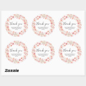 STICKER ROND COULEUR D'EAU ROSE BOHO BLUSH WREATOR FLORAL (Feuille)