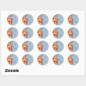 Sticker Rond Couleur d'eau Russe Floral Mariage (Feuille)