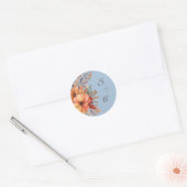 Sticker Rond Couleur d'eau Russe Floral Mariage (Enveloppe)