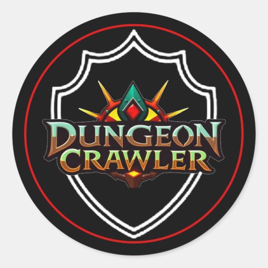 Sticker Rond Couleur du Bouclier de Dungeon Crawler (Devant)