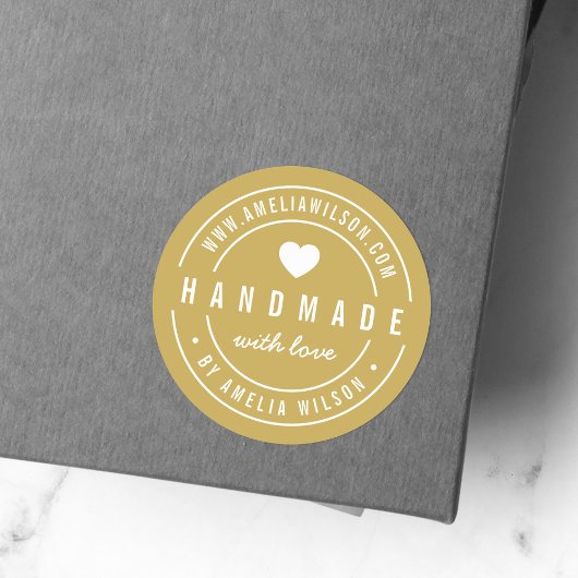 Sticker Rond Couleur ÉDITABLE Gras Fait main avec coeur d'amour