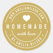 Sticker Rond Couleur ÉDITABLE Gras Fait maison avec coeur d'amo (Devant)