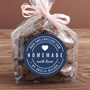 Sticker Rond Couleur ÉDITABLE Gras Fait maison avec coeur d'amo