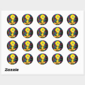 Sticker Rond Couleur électronique TWEETY™ (Feuille)