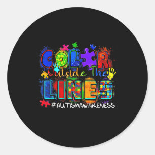 Sticker Rond Couleur En Dehors De La Sensibilisation sur l'auti