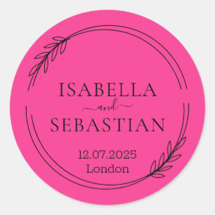 Sticker Rond Couleur Fuchsia Rose Chaud de Mariage