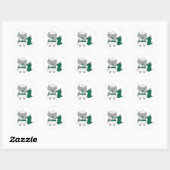 Sticker Rond Couleur Garde Chat Vert et Blanc (Feuille)