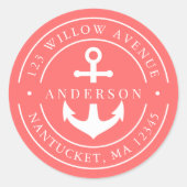 Sticker Rond Couleur modifiable Bordure blanche Adresse de renv (Devant)
