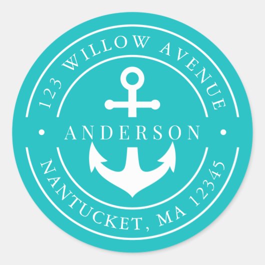 Sticker Rond Couleur modifiable Bordure blanche Ancrage Adresse (Devant)