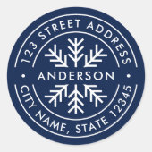 Sticker Rond COULEUR MODIFIÉE Bordure Flocon de neige Adresse d (Devant)