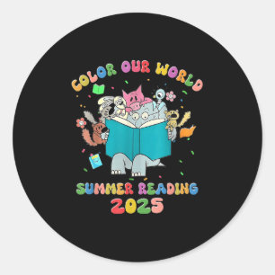 Sticker Rond Couleur Notre Monde Lecture Été 2025 Librarian Boo