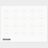 Sticker Rond Couleur Or Élégant Design tendance Script unique (Feuille)