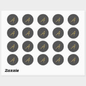 Sticker Rond Couleur Or Gris Monogramme Professionnel (Feuille)
