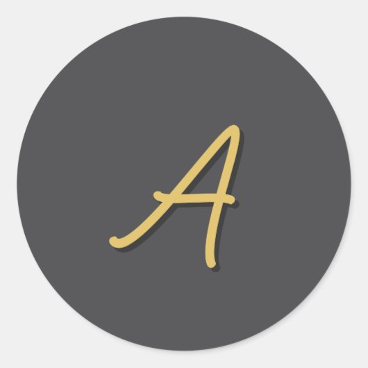 Sticker Rond Couleur Or Gris Monogramme Professionnel (Devant)